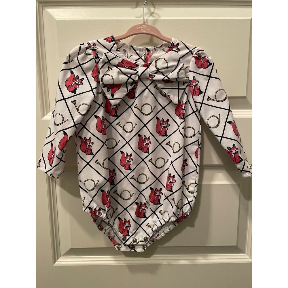 EUC- Beaufort Bonnet Co- Bow Blouse- Field Master Fox Print- Sz 18-24M